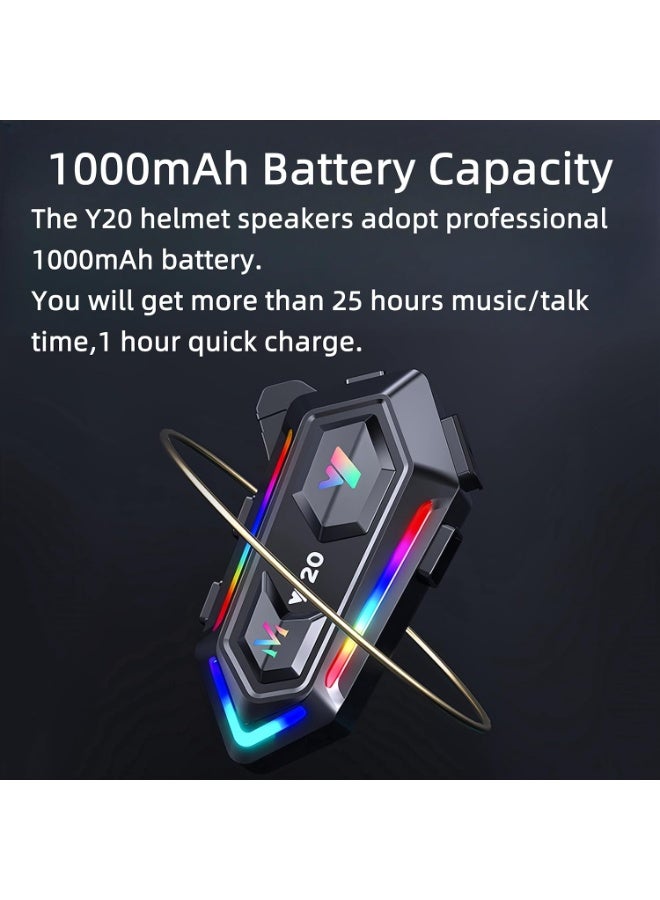 Bukela Motorcycle Helmet Speakers with 16-Types RGB Dazzling Lights High Battery Life Motorcycle Headphones Dual Noise Reduction/Automatic Answer/Call Music Control/Wake up Siri/IPX6 - Image 3